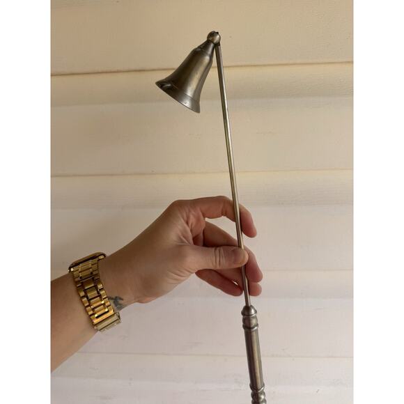 Vintage Pewter Brushed silver tone Candle Snuffer Colonial Early American Look - Picture 8 of 10